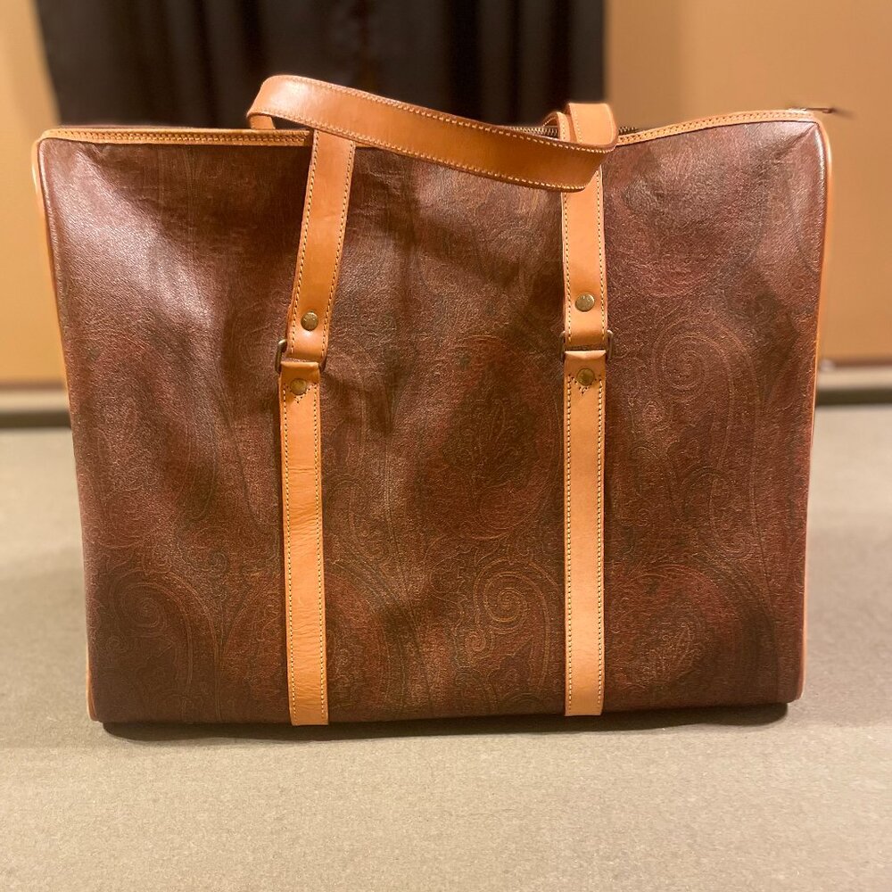 Etro Paisley Boston Bordeaux Travel Bag